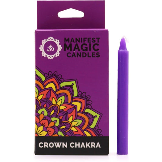 Buy Crown Chakra: Wisdom. 12 Purple Manifestation Candles for Spells & Meditation - Awaken your intuition and tap into a deeper well of knowledge with Purple Crown Chakra Candles. These beautiful candles are infused with the power of the seventh chakra, the crown chakra. at Sacred Remedy Online