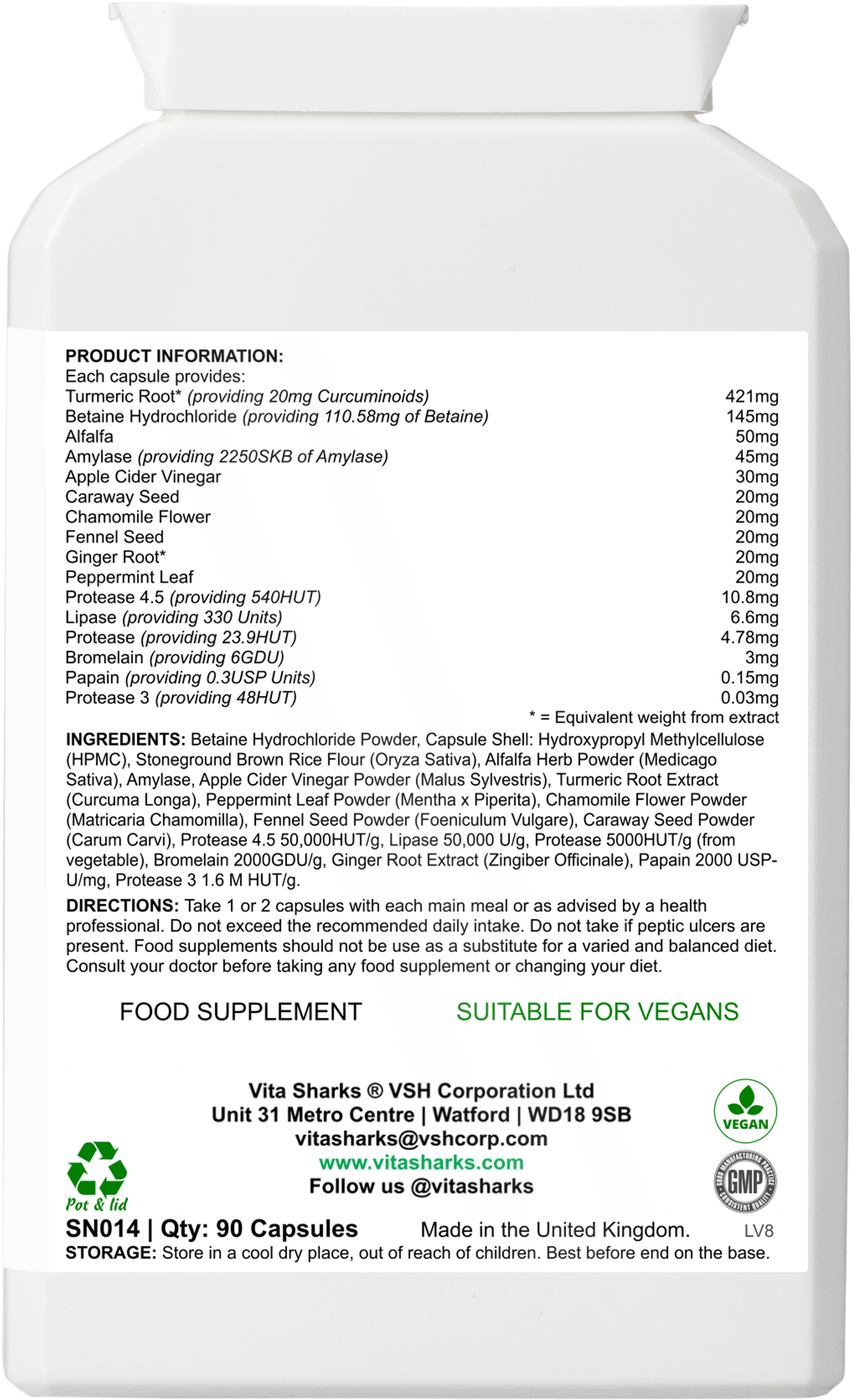 Buy VitaDigest | High Strength Plant Digestive Enzymes. Immunity, Health & Vitamin Support - A high-strength health supplement which combines a broad spectrum range of plant-derived digestive enzymes with carminative, anti-spasmodic and gut-soothing herbs. A unique blend to aid the digestive system naturally and healthily. at Sacred Remedy Online