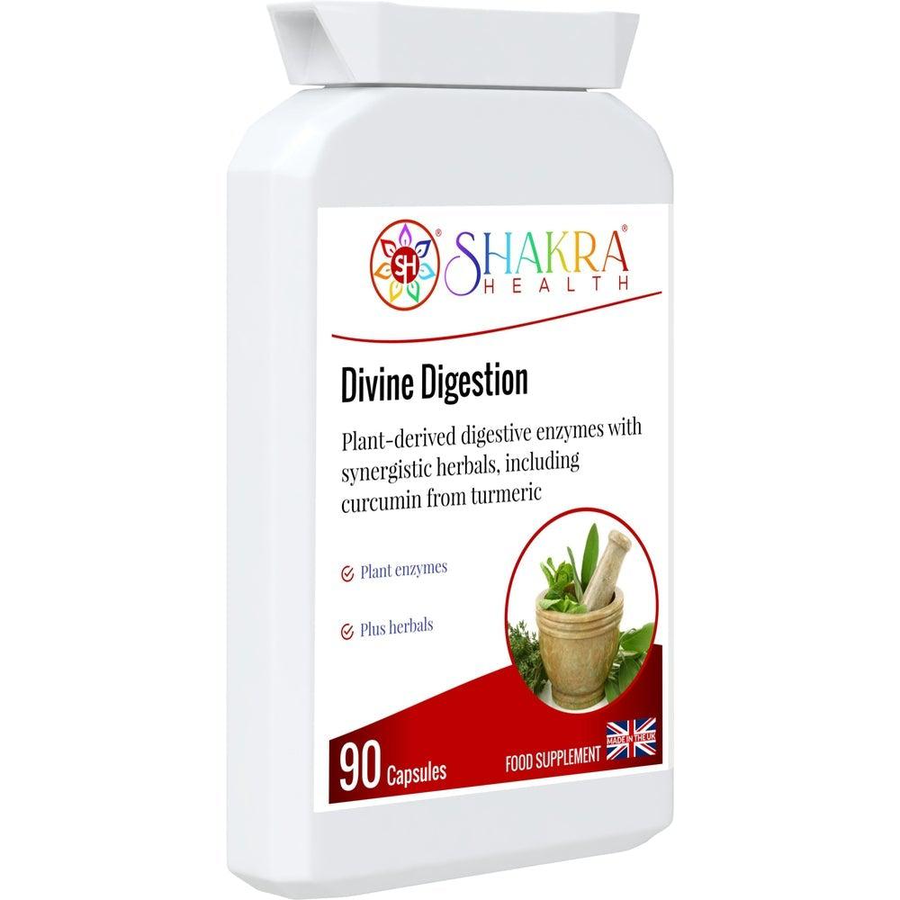 Buy Divine Digestion | Carminative, Anti-Spasmodic & Gut-Soothing. High-Strength Plant Digestive Enzymes - The digestive system is also linked to a large energy center known as the Solar Plexus chakra. This is a high-strength supplement which combines a broad spectrum range of plant-derived digestive enzymes with carminative, anti-spasmodic and gut-soothing herbs. at Sacred Remedy Online