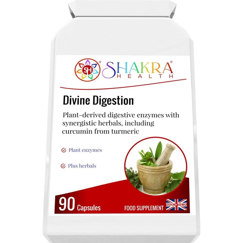 Buy Divine Digestion | Carminative, Anti-Spasmodic & Gut-Soothing. High-Strength Plant Digestive Enzymes - The digestive system is also linked to a large energy center known as the Solar Plexus chakra. This is a high-strength supplement which combines a broad spectrum range of plant-derived digestive enzymes with carminative, anti-spasmodic and gut-soothing herbs. at Sacred Remedy Online