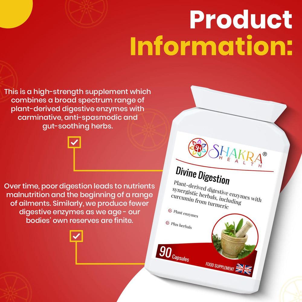 Buy Divine Digestion | Carminative, Anti-Spasmodic & Gut-Soothing. High-Strength Plant Digestive Enzymes - The digestive system is also linked to a large energy center known as the Solar Plexus chakra. This is a high-strength supplement which combines a broad spectrum range of plant-derived digestive enzymes with carminative, anti-spasmodic and gut-soothing herbs. at Sacred Remedy Online