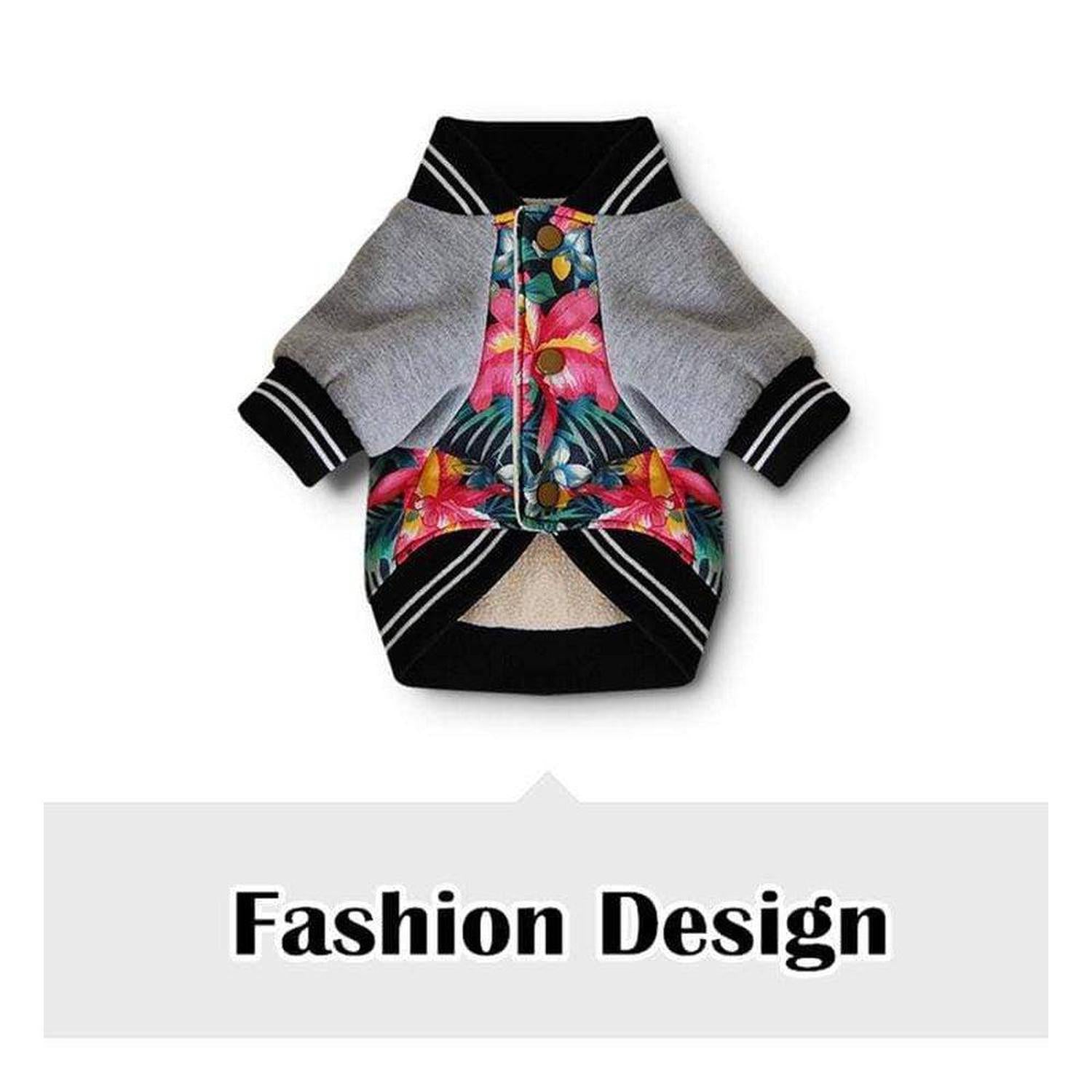 Dog Jacket 'No One Cares' | Warm Floral Winter Coat - Shop the insulated Floral Dog Jacket with the 'No One Cares' slogan. Keeps your pup warm, comfortable, and stylish on cold walks. Easy to put on! Buy Now at Sacred Remedy