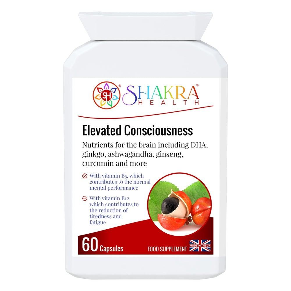 Buy Elevated Consciousness | Natural Nootropic & Brain Food Supplement by Shakra Health UK - A super-concentrated, powerful food supplement for the brain - a natural nootropic and nutritional cognitive enhancer. And more!

It contains a special combination of vitamin and mineral ingredients that support focus, concentration, mental performance, memory recall and energy levels. at Sacred Remedy Online