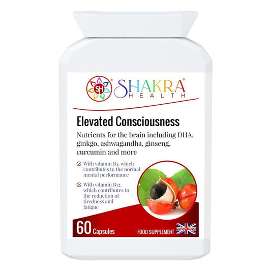 Buy Elevated Consciousness | Natural Nootropic & Brain Food Supplement by Shakra Health UK - A super-concentrated, powerful food supplement for the brain - a natural nootropic and nutritional cognitive enhancer. And more!

It contains a special combination of vitamin and mineral ingredients that support focus, concentration, mental performance, memory recall and energy levels. at Sacred Remedy Online