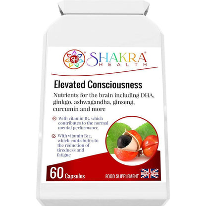Elevated Consciousness | Natural Nootropic & Brain Food Supplement by Shakra Health UK - A super-concentrated, powerful food supplement for the brain - a natural nootropic and nutritional cognitive enhancer. And more! It contains a special combination of vitamin and mineral ingredients that support focus, concentration, mental performance, memory recall and energy levels. Buy Now at Sacred Remedy