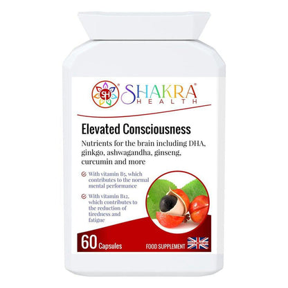 Elevated Consciousness | Natural Nootropic & Brain Food Supplement by Shakra Health UK - A super-concentrated, powerful food supplement for the brain - a natural nootropic and nutritional cognitive enhancer. And more! It contains a special combination of vitamin and mineral ingredients that support focus, concentration, mental performance, memory recall and energy levels. Buy Now at Sacred Remedy
