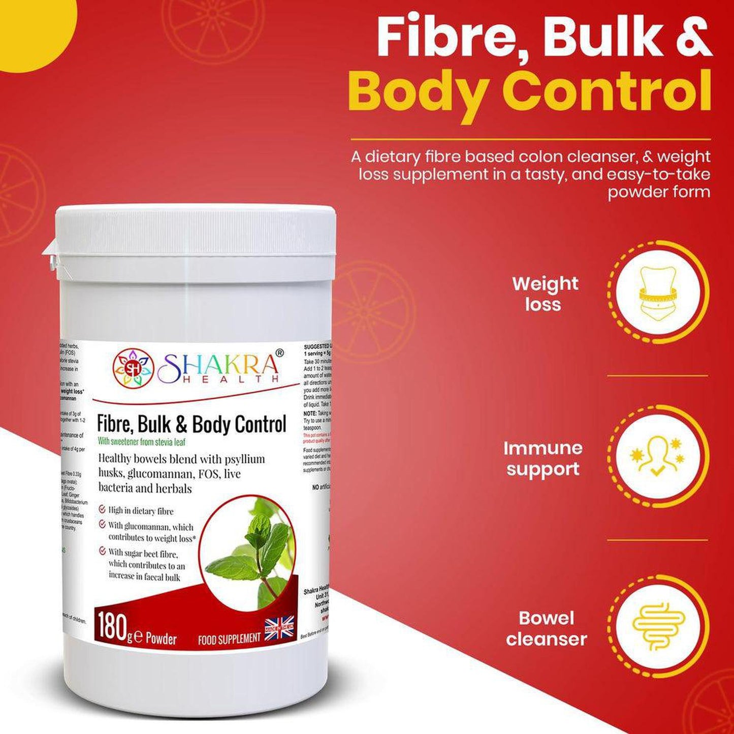 Fibre, Bulk & Body Control | Combination High-Fibre Bowel Cleanser & Weight Loss Blend - An all-in-one dietary fibre based colon cleanser, detoxification and weight loss supplement in a tasty, easy-to-take powder form - a natural solution for constipation, body waste cleansing and shape-up support with a special combination of psyllium husks, L-Glutamine, prebiotics, probiotics, gut-soothing herbs and stev Buy Now at Sacred Remedy