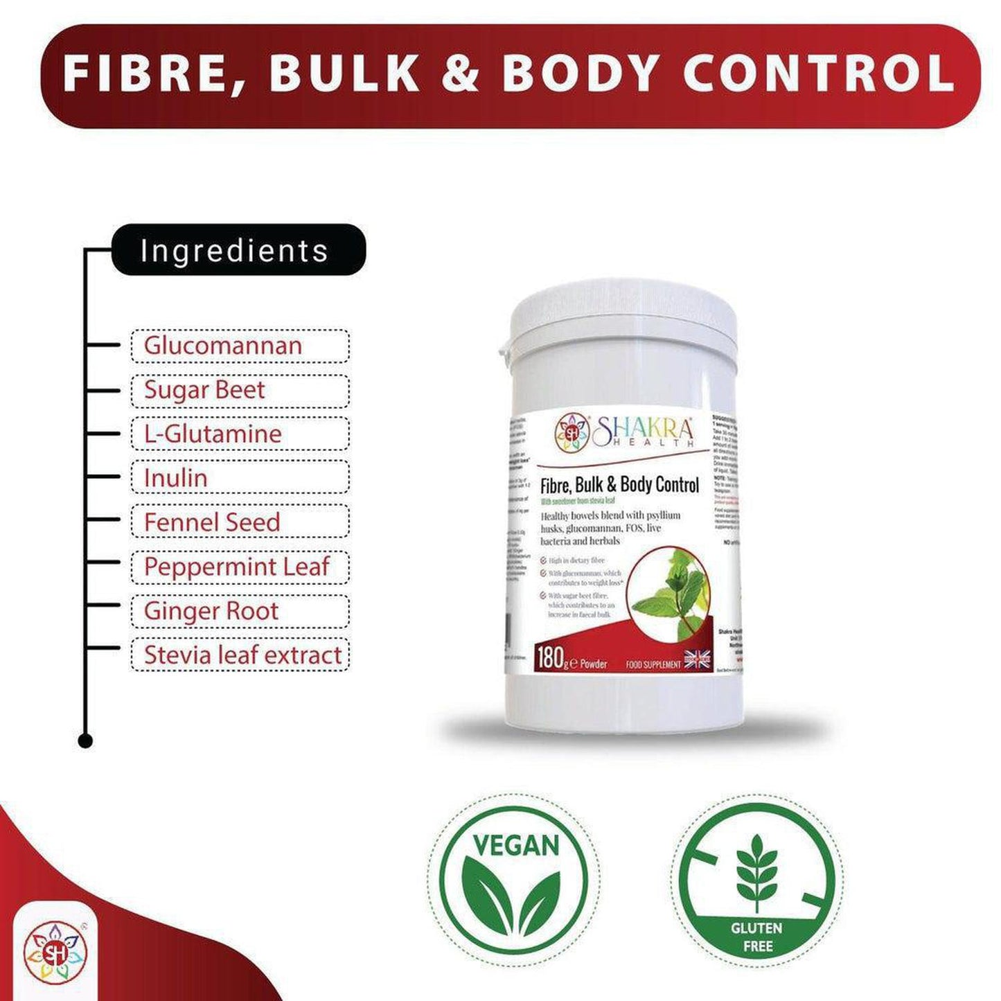 Fibre, Bulk & Body Control | Combination High-Fibre Bowel Cleanser & Weight Loss Blend - An all-in-one dietary fibre based colon cleanser, detoxification and weight loss supplement in a tasty, easy-to-take powder form - a natural solution for constipation, body waste cleansing and shape-up support with a special combination of psyllium husks, L-Glutamine, prebiotics, probiotics, gut-soothing herbs and stev Buy Now at Sacred Remedy