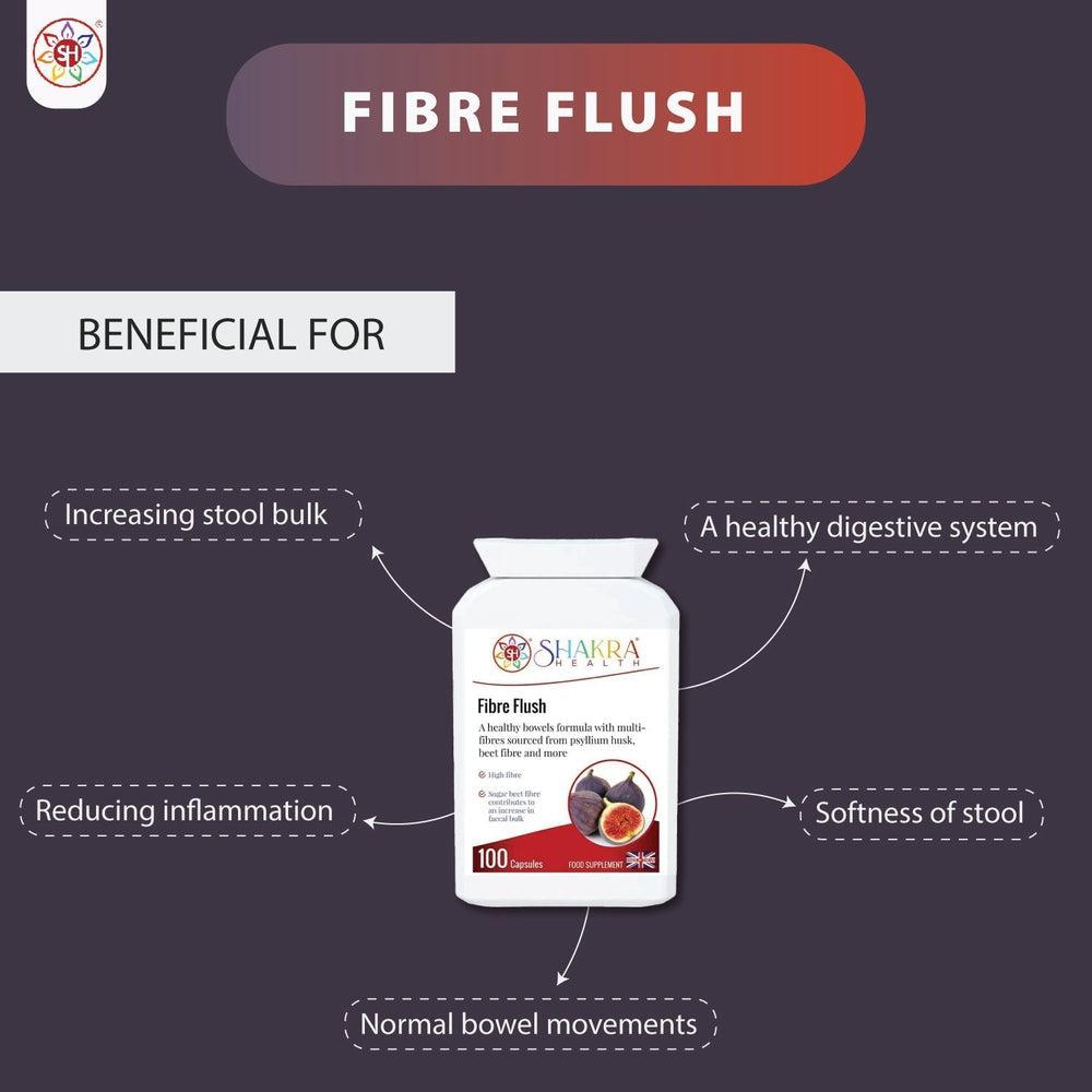 Buy Fibre Flush | Multi-Fibre Nutritional Formula. Soluble & Insoluble Fibre for Faecal Bulk & Regularity - Gentle & natural constipation relief as well as other intestinal problems. A good source of soluble dietary fibre. Fibre is not absorbed by the body but passes through, adding bulk and water to stools and making them easier to pass. at Sacred Remedy Online