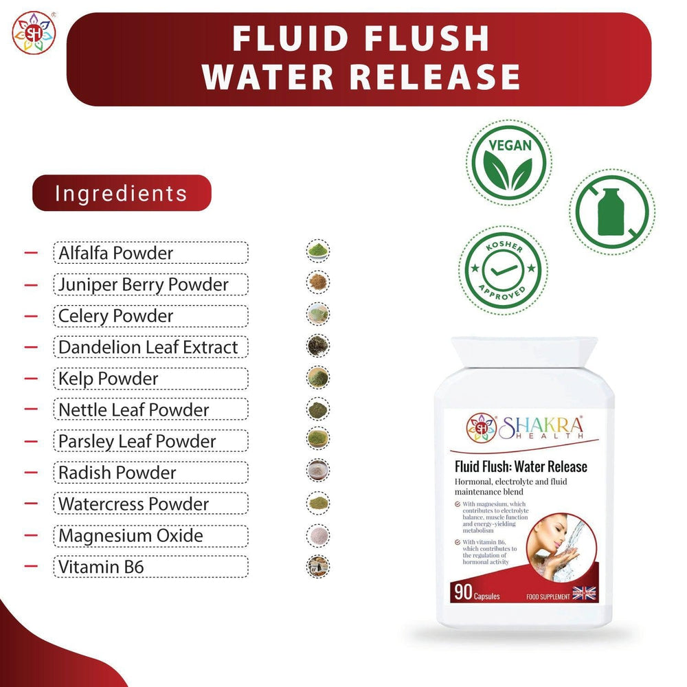 Buy Fluid Flush: Water Release Capsules | Fluid Balance Support & Natural Herbal Water Tablets - This supplement encourages the body's natural elimination of stored water and waste via the kidneys. at Sacred Remedy Online