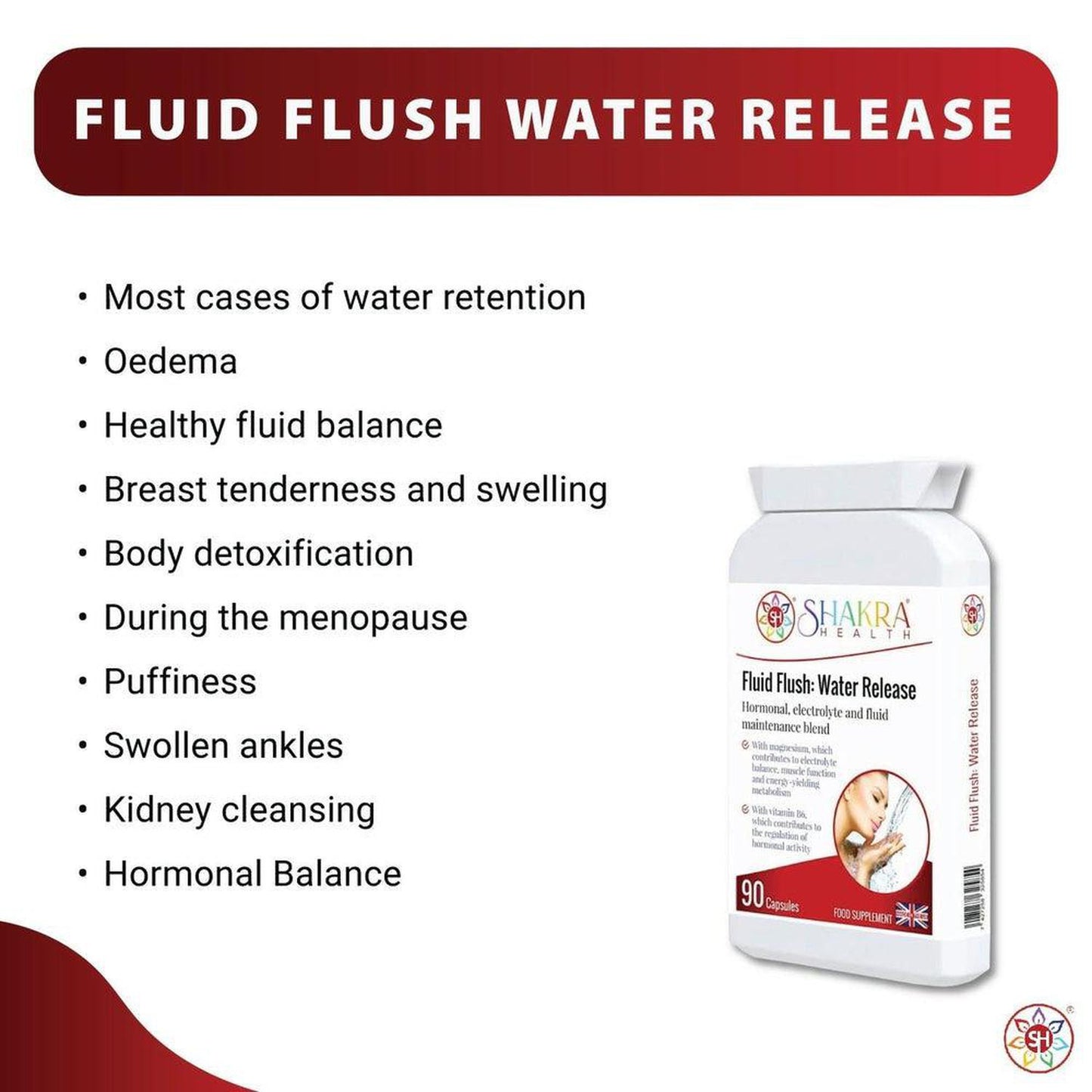 Fluid Flush: Water Release Capsules | Fluid Balance Support & Natural Herbal Water Tablets - This supplement encourages the body's natural elimination of stored water and waste via the kidneys. Buy Now at Sacred Remedy