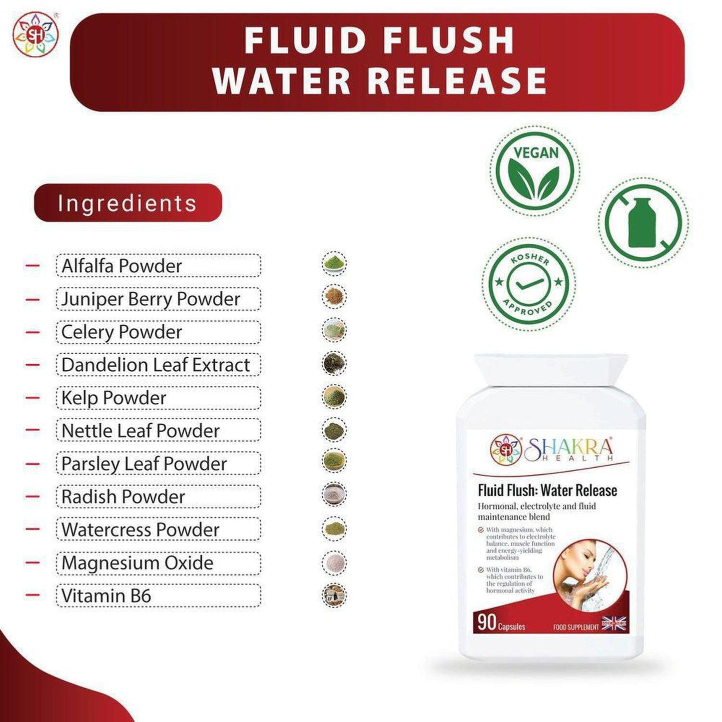 Fluid Flush: Water Release Capsules | Fluid Balance Support & Natural Herbal Water Tablets - This supplement encourages the body's natural elimination of stored water and waste via the kidneys. Buy Now at Sacred Remedy