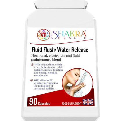 Fluid Flush: Water Release | Gentle Water Balance Supplement - Gently support healthy water balance and relieve bloating with Fluid Flush. Unique herbal & nutrient blend with B6 & Magnesium for electrolyte & hormonal support. Buy Now at Sacred Remedy