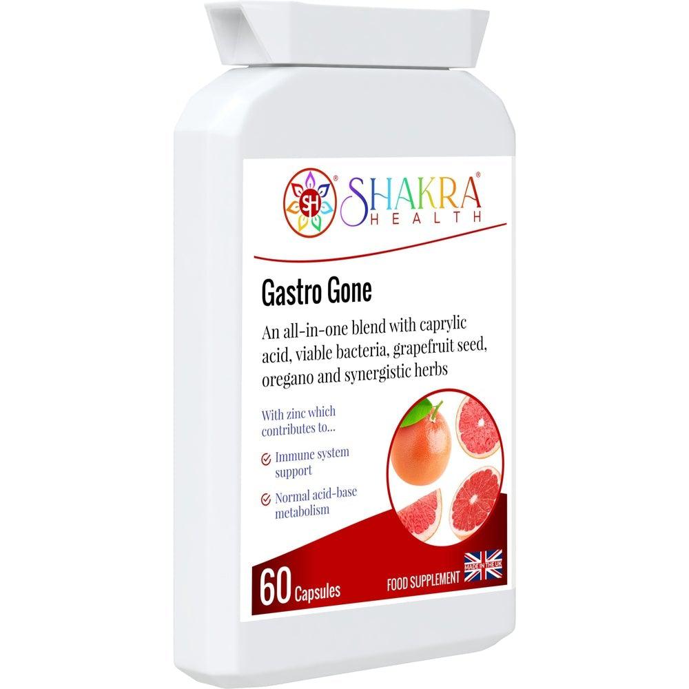 Buy Gastro Gone | All-in-One Yeast Balance, Anti-Candida, Healthy Gut & Detox Supporting Formula - Gastro Gone is an all-in-one yeast balance, digestive health, cleanse and detox supplement. The unique combination of ingredients in this food supplement helps to support the correct balance of gut flora (bacteria and yeasts), along with the integrity of the gastrointestinal tract and the growth of friendly bacteria. at Sacred Remedy Online