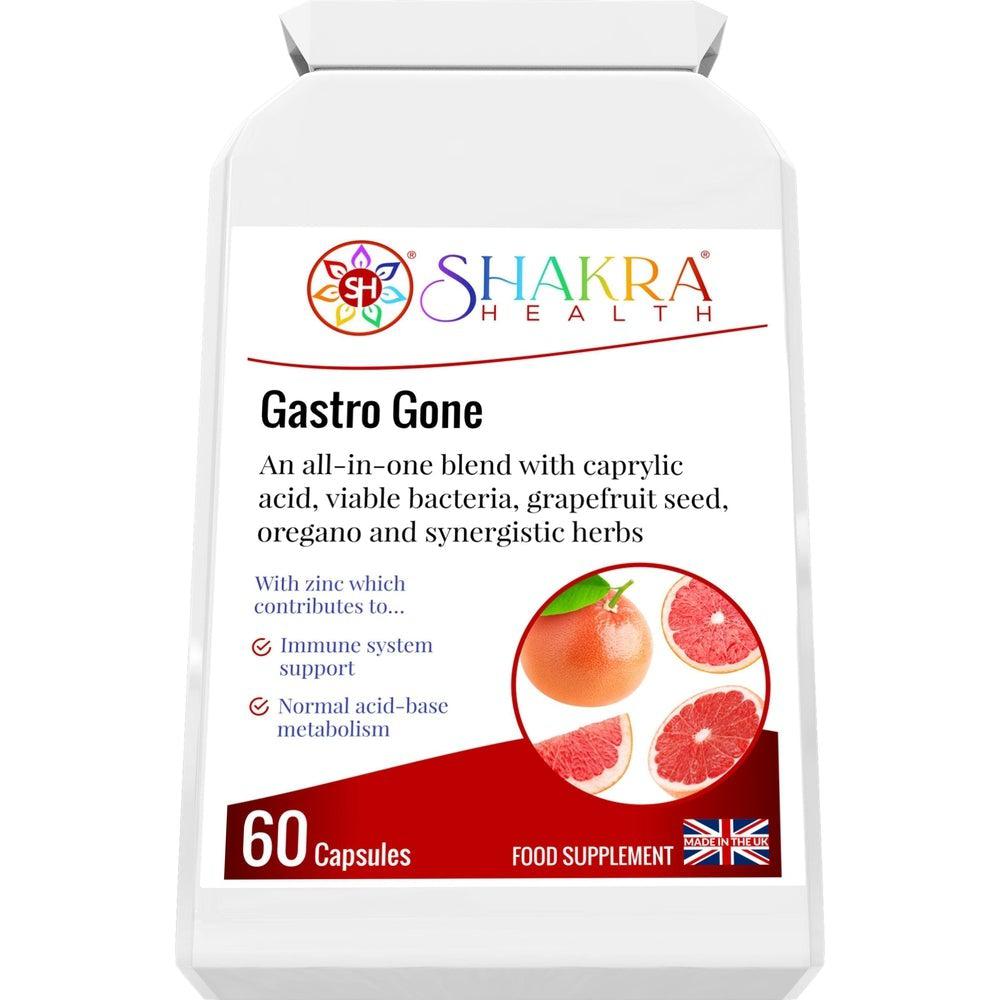 Buy Gastro Gone | All-in-One Yeast Balance, Anti-Candida, Healthy Gut & Detox Supporting Formula - Gastro Gone is an all-in-one yeast balance, digestive health, cleanse and detox supplement. The unique combination of ingredients in this food supplement helps to support the correct balance of gut flora (bacteria and yeasts), along with the integrity of the gastrointestinal tract and the growth of friendly bacteria. at Sacred Remedy Online