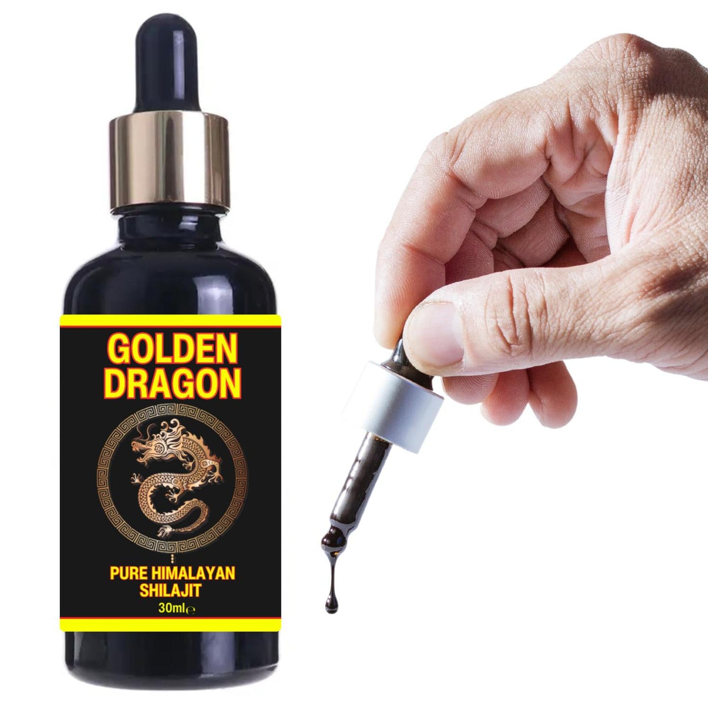 Golden Dragon 30ml Himalayan Shilajit Liquid Drops Tincture Pure Mineral Resin Dropper Bottle. Potent, Ayurvedic & High Strength - Unlike cheaper alternatives, Golden Dragon Shilajit is tested against heavy metals, vapourised & extracted with nothing other than purified water & no other elements, to ensure a safe and pure product. Golden Dragon Shilajit is a plant-based mineral complex that is known to have over 85 different minerals and trace elements in an ionic and bioavailable form. Shilajit also contai