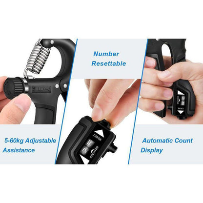 5-Piece Hand Grip Strengthener Kit | Forearm & Rehab - 5-Piece Hand Grip Kit with adjustable 5-60kg resistance & rep counter. Essential for rehab, athletes & muscle memory. Includes storage bag. Buy Now at Sacred Remedy