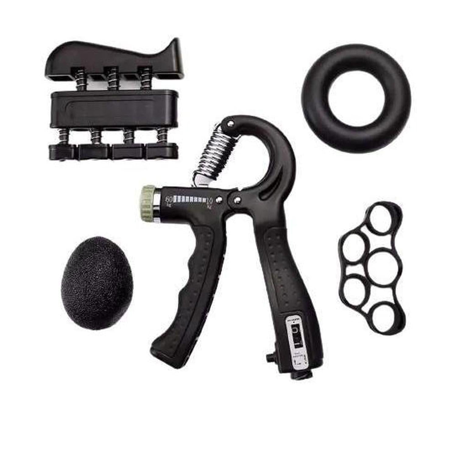 5-Piece Hand Grip Strengthener Kit | Forearm & Rehab - 5-Piece Hand Grip Kit with adjustable 5-60kg resistance & rep counter. Essential for rehab, athletes & muscle memory. Includes storage bag. Buy Now at Sacred Remedy