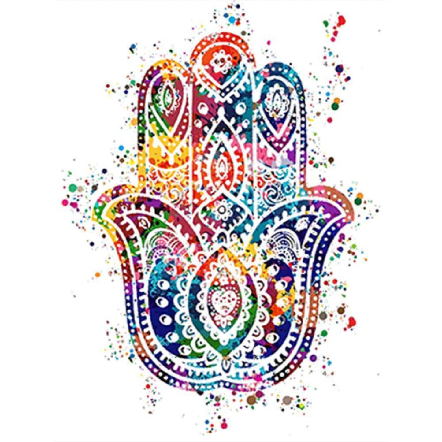 Hand of Fatima / Hamsa Digital Print Vibrant Rainbow Design - Embrace vibrant symbolism and cultural richness with a stunning Hand of Fatima/Hamsa digital print on canvas! This beautiful piece is more than just wall art; it's a powerful symbol of protection and good fortune. Buy Now at Sacred Remedy