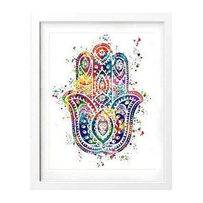 Hand of Fatima / Hamsa Digital Print Vibrant Rainbow Design - Embrace vibrant symbolism and cultural richness with a stunning Hand of Fatima/Hamsa digital print on canvas! This beautiful piece is more than just wall art; it's a powerful symbol of protection and good fortune. Buy Now at Sacred Remedy