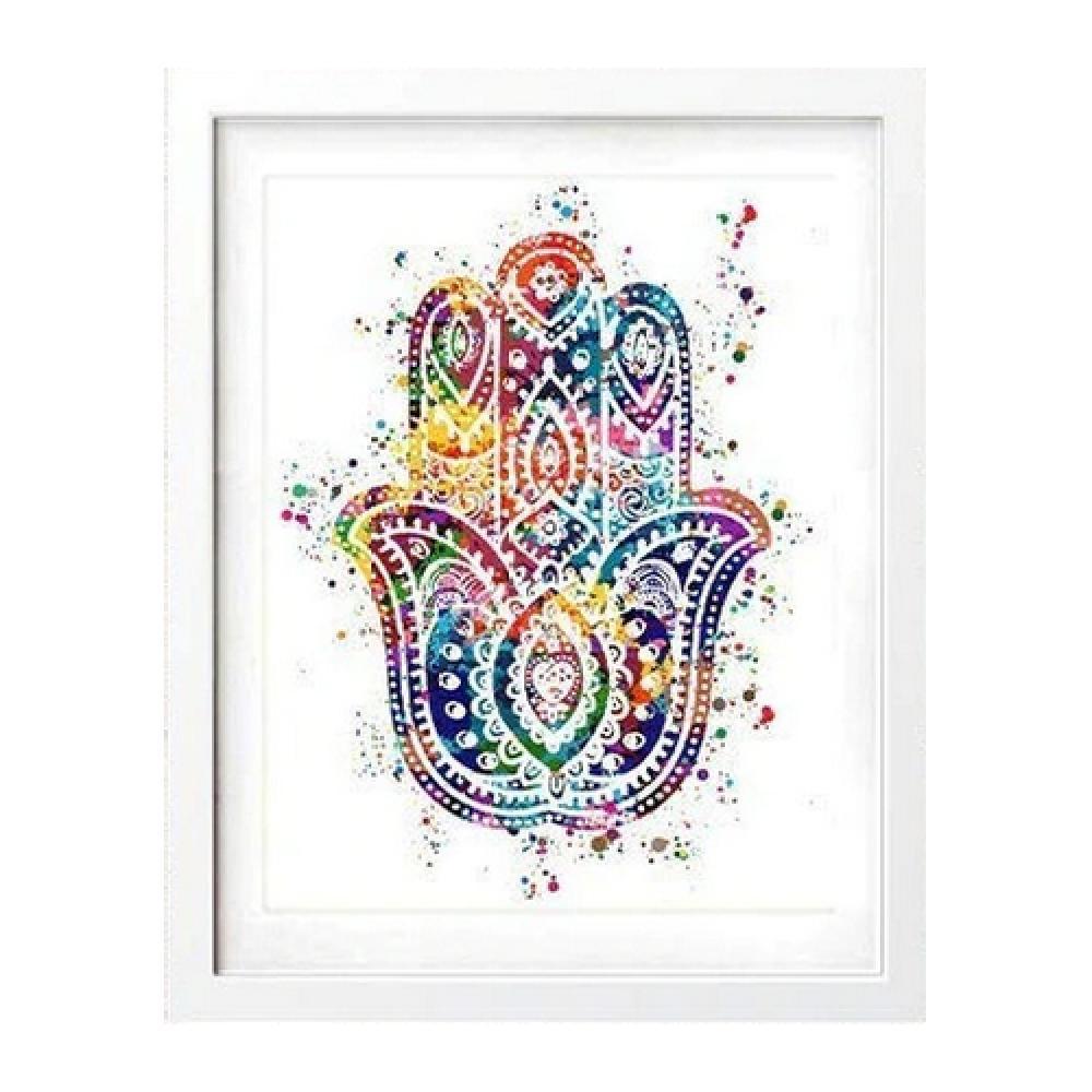 Buy Hand of Fatima / Hamsa Digital Print Vibrant Rainbow Design - Embrace vibrant symbolism and cultural richness with a stunning Hand of Fatima/Hamsa digital print on canvas! This beautiful piece is more than just wall art; it's a powerful symbol of protection and good fortune. at Sacred Remedy Online