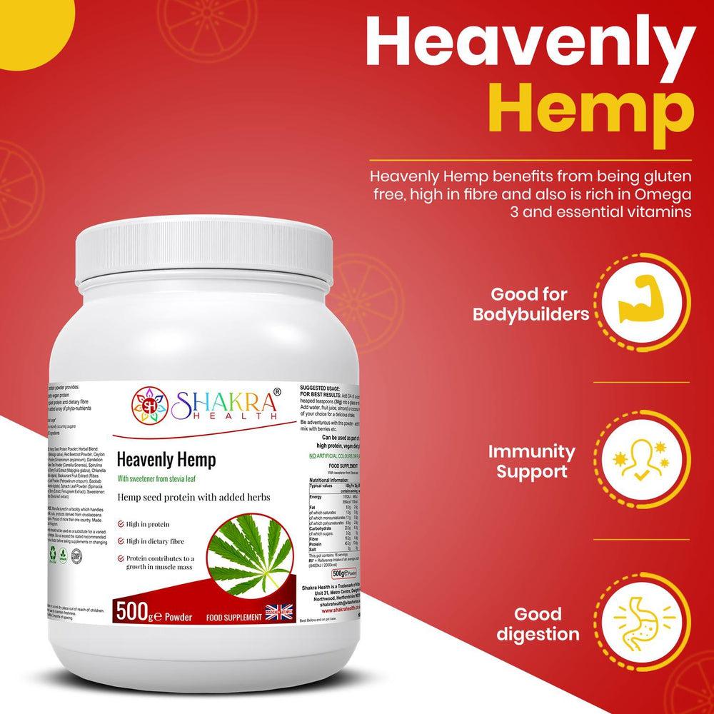 Buy Heavenly Hemp | Hemp Seed & Superfood Plant Protein Powder High in Dietary Fibre - Hemp Seed opens our cells to cosmic interconnectivity If there were one food designed to help elevate us into the higher paradigm then hemp would be it. Heavenly Hemp is one of the best protein sources for people on a plant-based diet. at Sacred Remedy Online