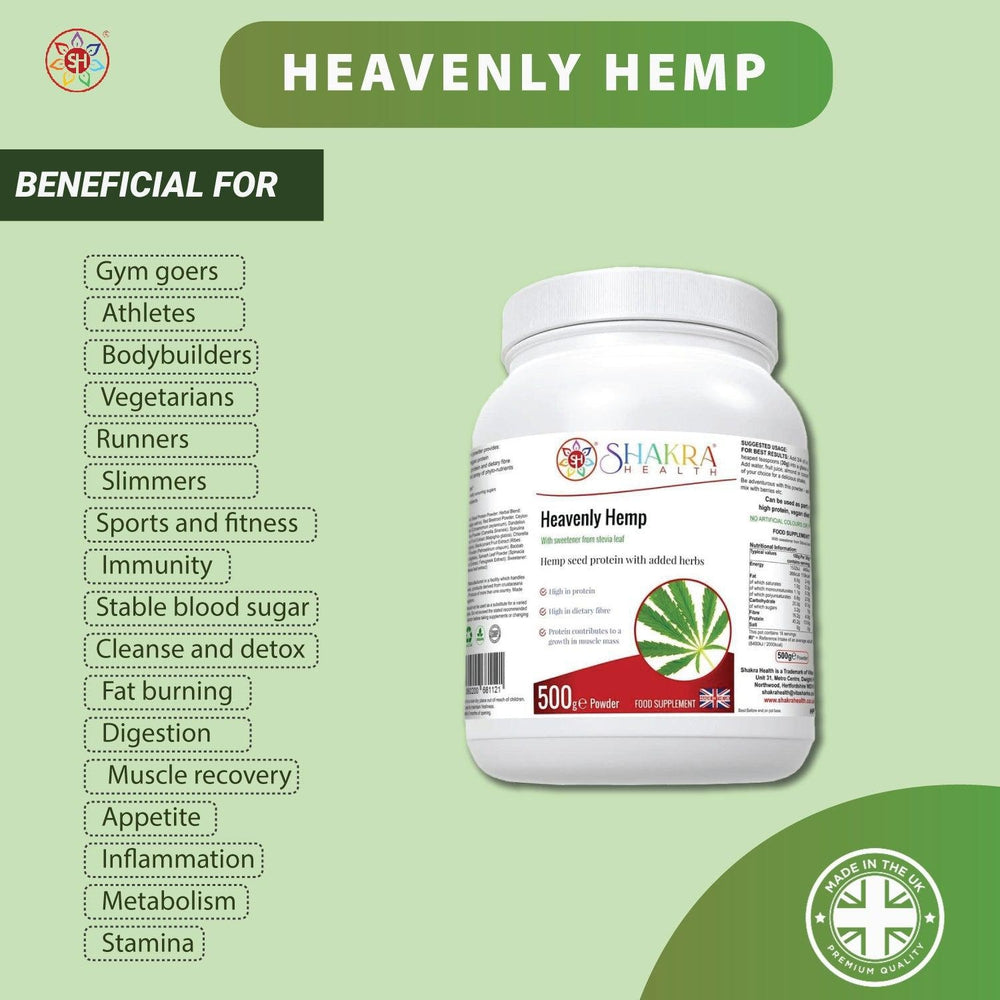 Buy Heavenly Hemp | Hemp Seed & Superfood Plant Protein Powder High in Dietary Fibre - Hemp Seed opens our cells to cosmic interconnectivity If there were one food designed to help elevate us into the higher paradigm then hemp would be it. Heavenly Hemp is one of the best protein sources for people on a plant-based diet. at Sacred Remedy Online