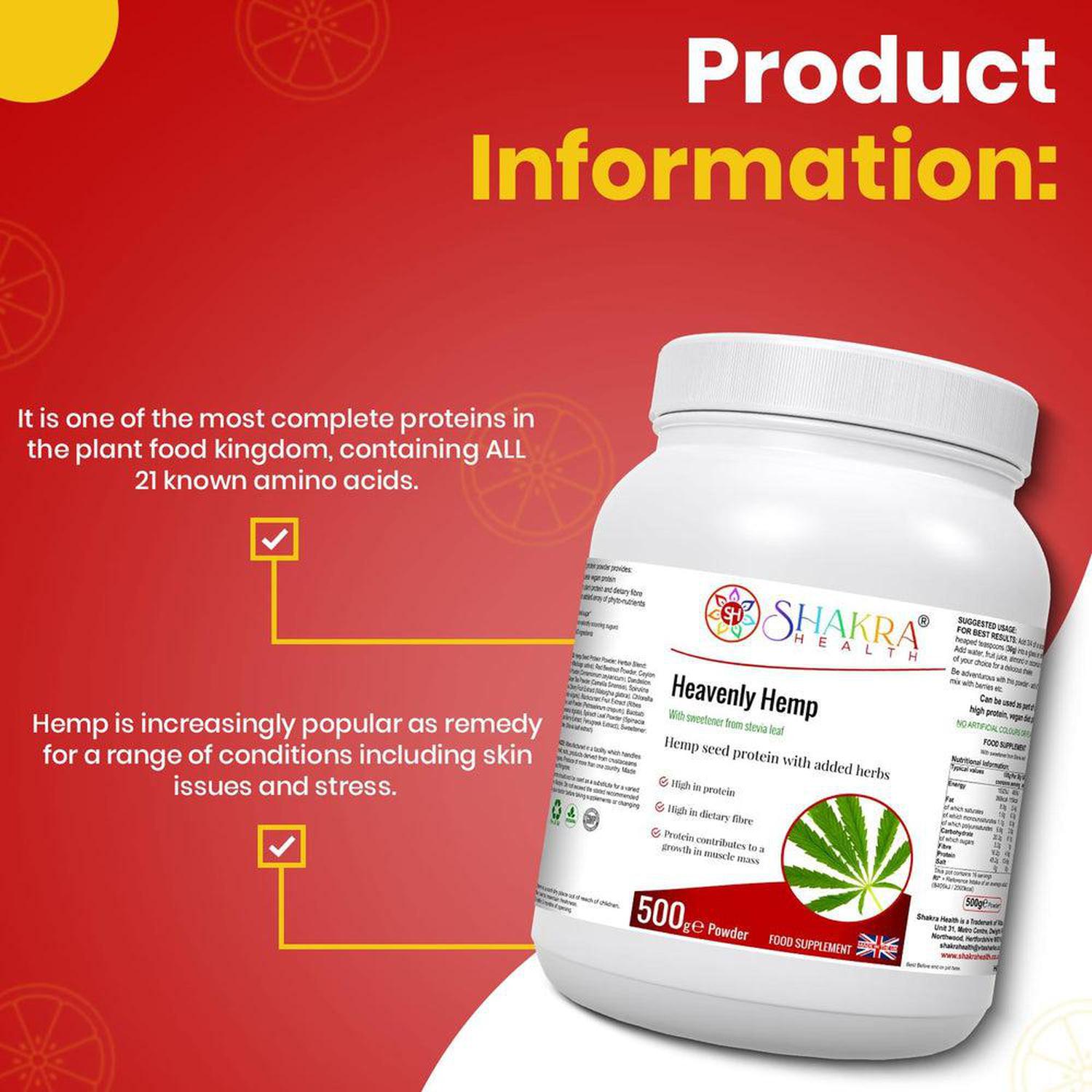 Heavenly Hemp | Hemp Seed & Superfood High in Dietary Fibre - Complete, balanced vegan protein powder from Hemp Seed. Contains all 21 amino acids, Omega 3:6 balance & 15 superfoods for energy, gut, and heart health. Buy Now at Sacred Remedy