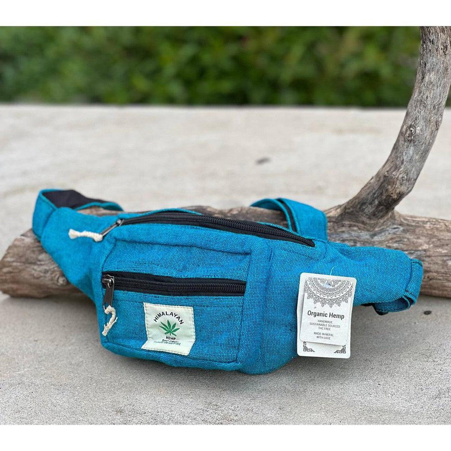 Eco-Friendly Boho Hippie Style Hemp Fanny Pack Hip Waist Bag: Turquoise Blue - Made in Nepal from high-quality, sustainable hemp fabric, our fanny packs are not only durable but also environmentally friendly. Perfect for all your essentials – phone, wallet, keys, passport, etc. Great gift for your loved ones who enjoy activities like travelling, walking, running, hiking, biking, camping etc. Buy Now at Sacred Remedy