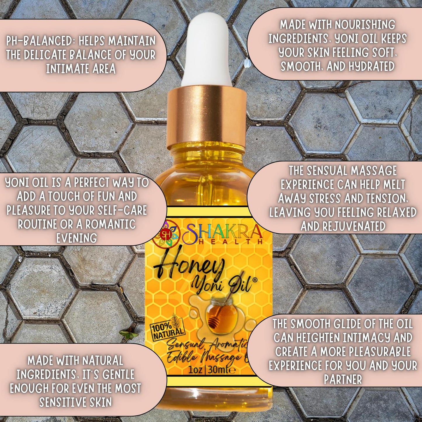 Honey Flavoured Yoni Oil. Natural, Vegan Body Care. - Unleash your confidence with our luxurious LGBTQ+ gender neutral, pH balanced & moisturising, edible Yoni Oil. Celebrate your body with our unique, inclusive, organic product. Discover the secret to ultimate comfort, massage, relaxation & pleasure in this versatile oil. Experience pure bliss. Buy Now at Sacred Remedy