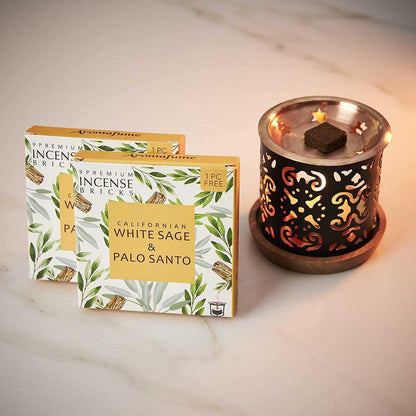 Smokeless Incense Brick Burner & Cleansing Set | White Sage - Smokeless Incense Brick Burner & White Sage Set for cleansing, protection & relaxation. Ethical, vegan, and ash-free aromatherapy for 400 sq. ft. Buy Now at Sacred Remedy