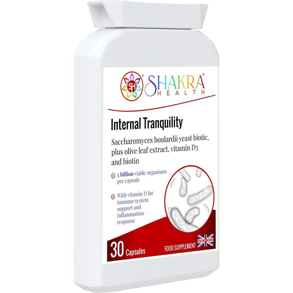 Buy Internal Tranquility | Balance Gut Flora with Saccharomyces Boulardii Probiotic Yeast - Restore Gut Balance & Digestive Harmony. Ideal for use following antibiotics, travelling abroad & after colonic hydrotherapy treatments. A powerful, yet gentle, approach to supporting your digestive health. This daily supplement features a high dose of this beneficial, probiotic yeast strain. at Sacred Remedy Online