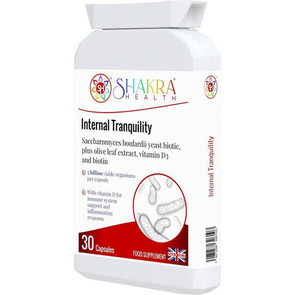 Internal Tranquility | Balance Gut Flora with Probiotic Yeast - Restore gut balance with 5 Billion S. Boulardii yeast probiotic. Supports immunity, soothes diarrhoea (incl. antibiotic related), and relieves bloating. Shelf-stable. Buy Now at Sacred Remedy