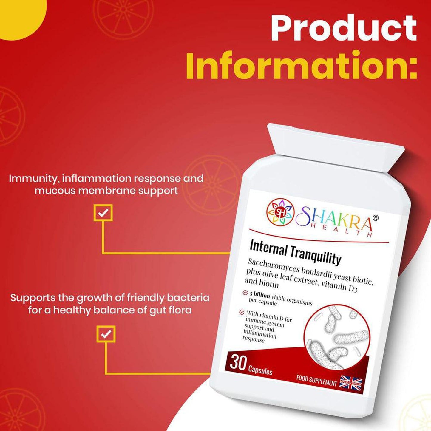 Internal Tranquility | Balance Gut Flora with Saccharomyces Boulardii Probiotic Yeast - Restore Gut Balance & Digestive Harmony. Ideal for use following antibiotics, travelling abroad & after colonic hydrotherapy treatments. A powerful, yet gentle, approach to supporting your digestive health. This daily supplement features a high dose of this beneficial, probiotic yeast strain. Buy Now at Sacred Remedy