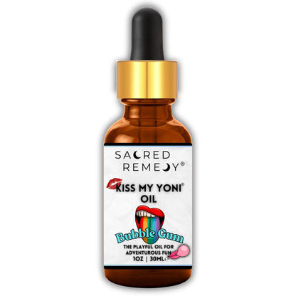 Edible Bubblegum Yoni Oil | Fun, Vegan & PH-Balanced - Shop the Kiss My Yoni Oil in Bubblegum. Edible, vegan, non-sticky oil for self-care, massage, and intimacy. Natural, PH-balanced, and completely safe for all. Buy Now at Sacred Remedy
