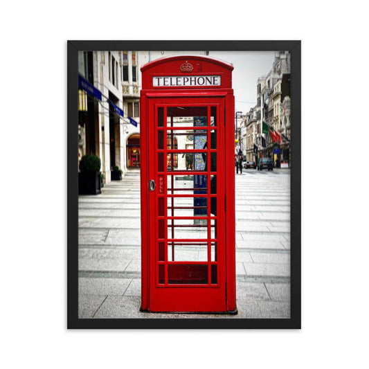 London's Iconic Red Phone Booth - Framed Poster Print - Make a statement in any room with this framed poster printed on high-quality paper, with a partly glossy, partly matte finish of London's Iconic Red Phone Booth.Original Photography. Vibrant and uplifting artwork, ideal for home or office. Buy Now at Sacred Remedy