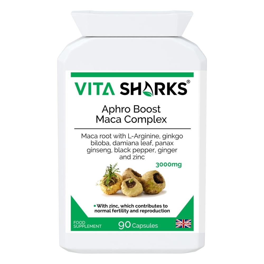 Buy Maca Vegan 90 capsules | Vita Sharks Quality UK Health Supplements - Boost your energy and well-being with Vita Sharks Vegan Maca Capsules. Our high-quality, plant-based formula delivers the benefits of maca root for a natural energy boost. Experience improved vitality, stamina, and overall health. Perfect for vegans and vegetarians. at Sacred Remedy Online