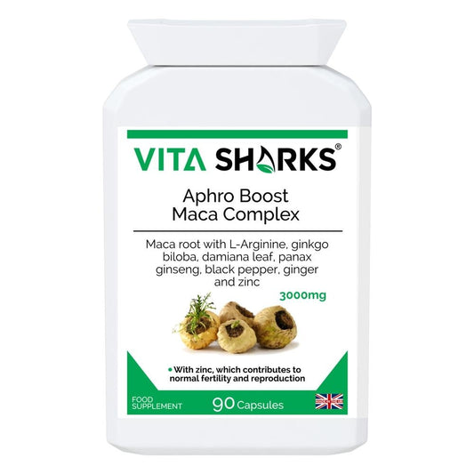 Buy Maca Vegan 90 capsules | Vita Sharks Quality UK Health Supplements - Boost your energy and well-being with Vita Sharks Vegan Maca Capsules. Our high-quality, plant-based formula delivers the benefits of maca root for a natural energy boost. Experience improved vitality, stamina, and overall health. Perfect for vegans and vegetarians. at Sacred Remedy Online