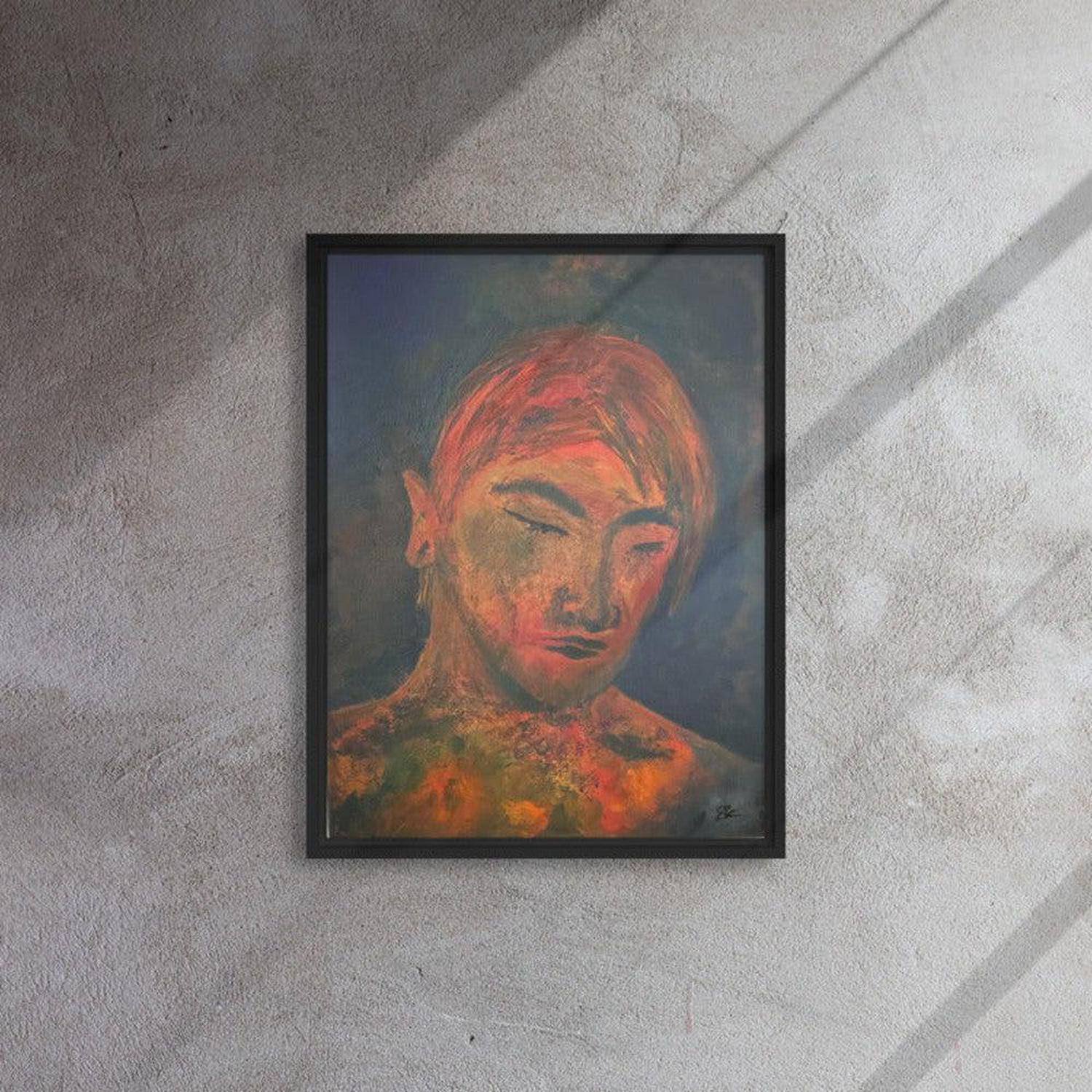 Man in Lockdown | Original signed Artwork Painting with COA - Original signed "Man in Lockdown" Acrylic art (16x12"). Unique contemporary painting capturing emotions of isolation & resilience. Great gift idea. Buy Now at Sacred Remedy