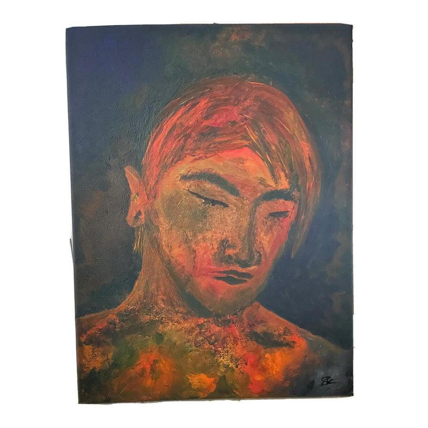 Man in Lockdown | Original signed Artwork Painting with COA - Original signed "Man in Lockdown" Acrylic art (16x12"). Unique contemporary painting capturing emotions of isolation & resilience. Great gift idea. Buy Now at Sacred Remedy