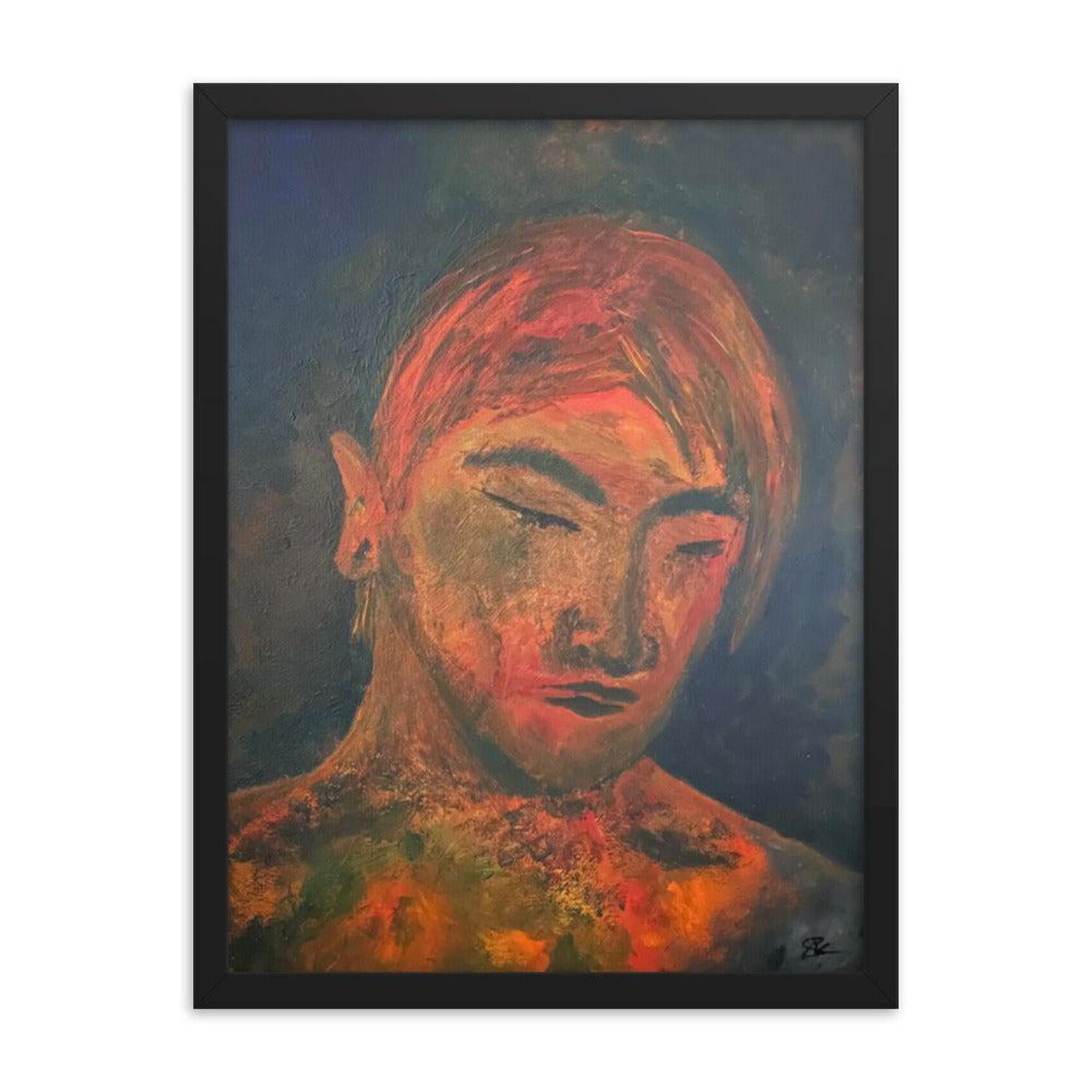 Man in Lockdown | Original signed Artwork Painting with COA - Original signed "Man in Lockdown" Acrylic art (16x12"). Unique contemporary painting capturing emotions of isolation & resilience. Great gift idea. Buy Now at Sacred Remedy