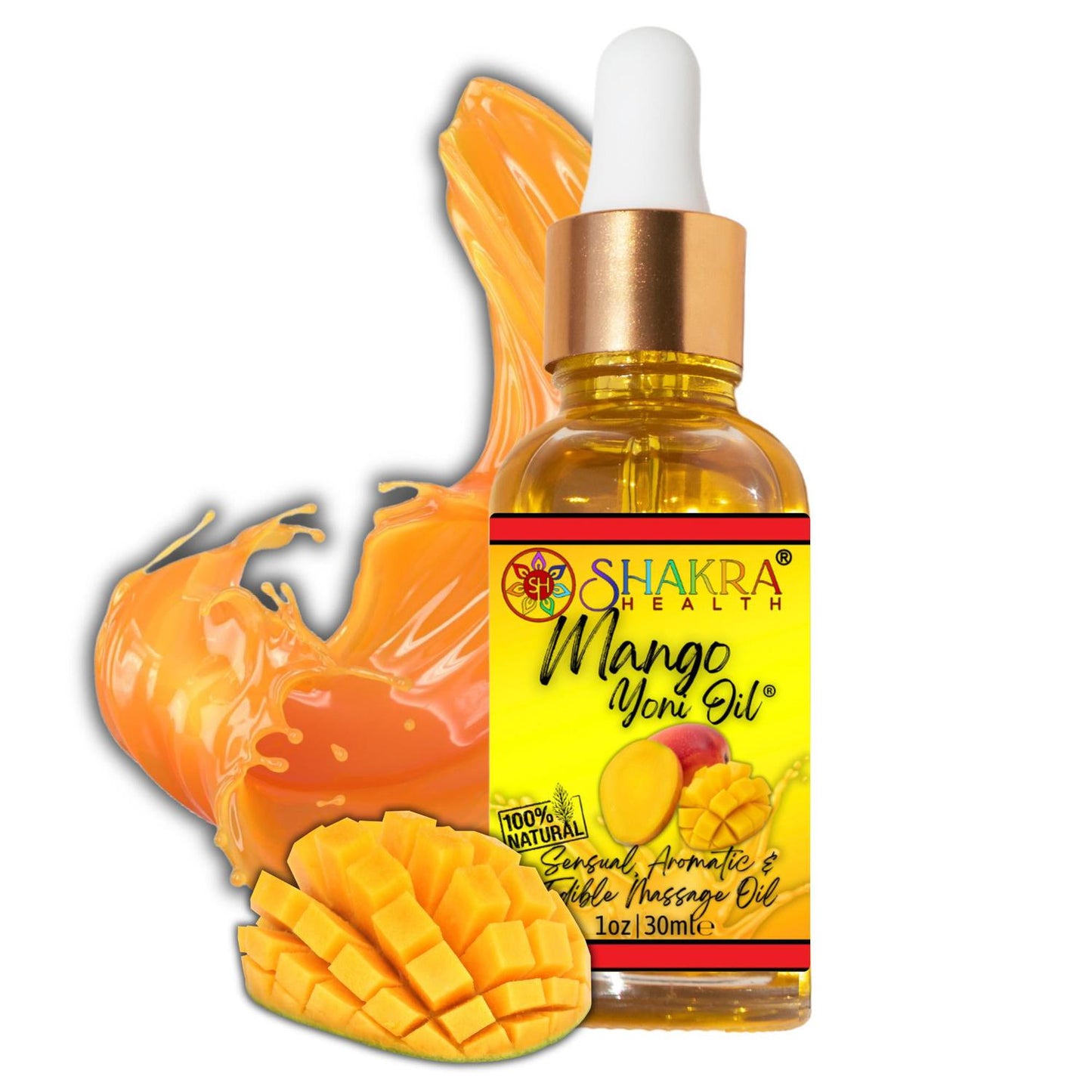 Mango Flavoured Yoni Oil. Natural, Vegan Body Care. - Unleash your confidence with our luxurious LGBTQ+ gender neutral, pH balanced & moisturising, edible Yoni Oil. Celebrate your body with our unique, inclusive, organic product. Discover the secret to ultimate comfort, massage, relaxation & pleasure in this versatile oil. Experience pure bliss. Buy Now at Sacred Remedy