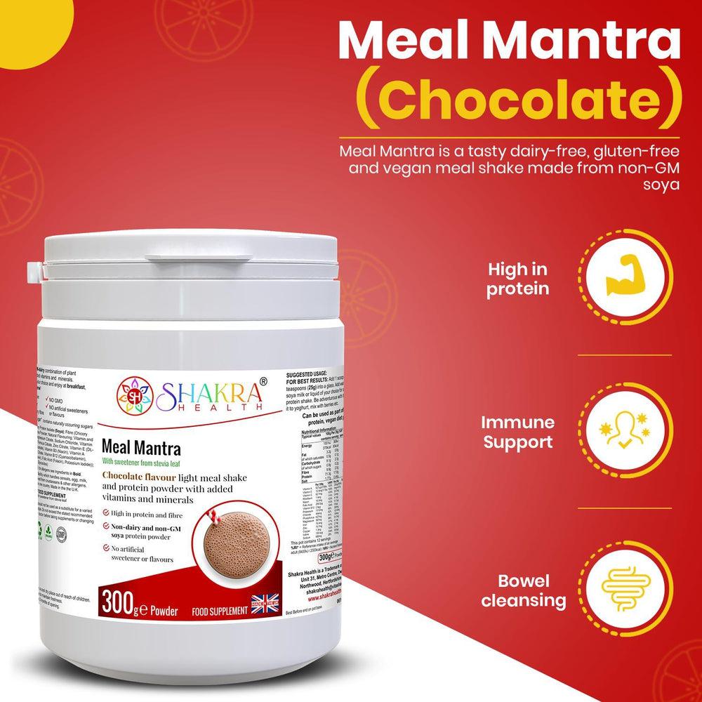 Buy Meal Mantra Chocolate Vegan Non-GM Soya Protein Isolate Powder That Helps Combat Cravings - Meal Mantra Chocolate is a vegan chocolate protein powder that is high in protein, low in sugar, and contains essential vitamins and minerals. It can be used for weight loss, meal replacement, and post-workout recovery. at Sacred Remedy Online