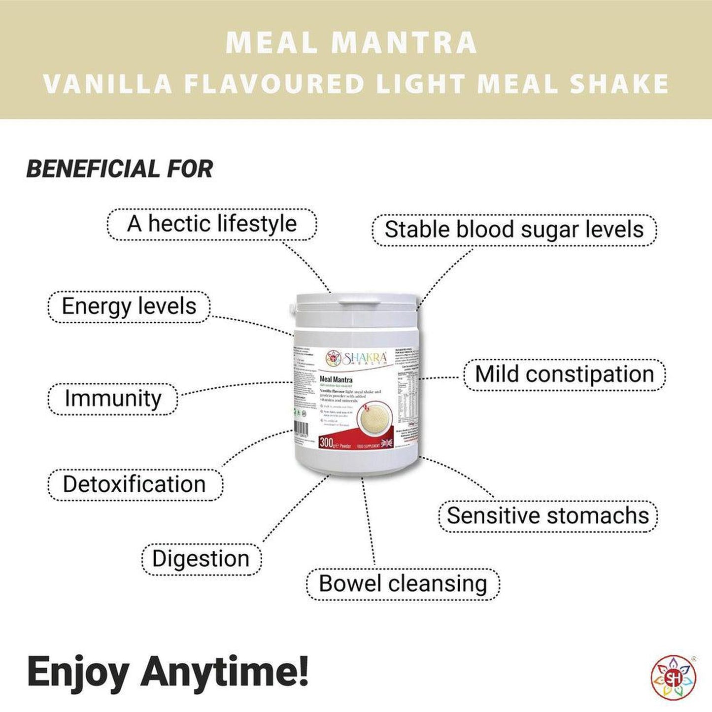 Meal Mantra Vanilla Vegan Non-GM Soya Protein Isolate Powder. - Looking for a convenient, nutritious, and satisfying way to support your health goals? Look no further than Meal Mantra Vanilla Shake! This plant-based protein powder packs a powerful punch, making it a perfect meal replacement or on-the-go snack. Buy Now at Sacred Remedy