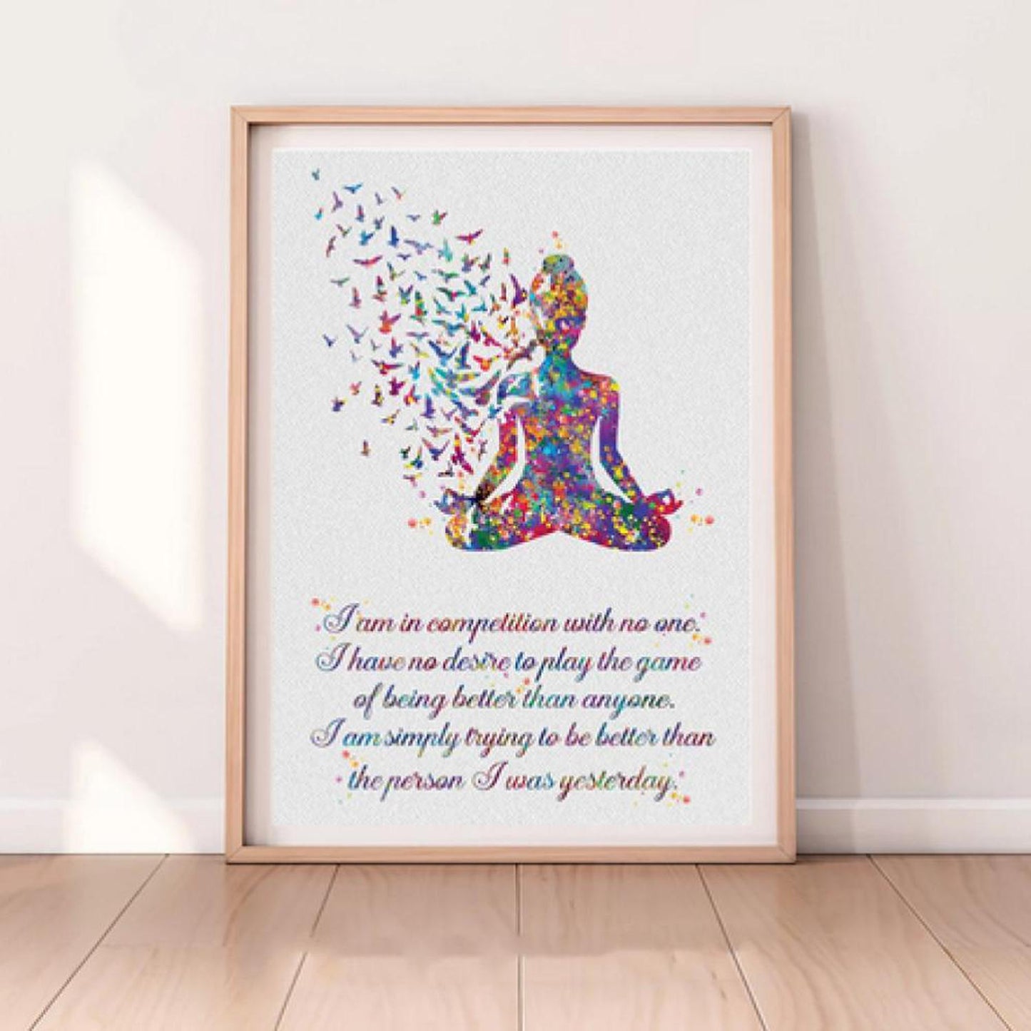 Sitting Rainbow Buddha with Inspirational Quote & Butterflies Print - Sitting buddha with butterflies in a rainbow design and a colourful quote to inspire your day. Cultivate inner peace and ignite your spirit with this inspiring Motivational Buddha Quote Poster! Featuring a powerful quote, this poster serves as a daily reminder. Buy Now at Sacred Remedy