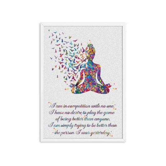 Sitting Rainbow Buddha with Inspirational Quote & Butterflies Print - Sitting buddha with butterflies in a rainbow design and a colourful quote to inspire your day. Cultivate inner peace and ignite your spirit with this inspiring Motivational Buddha Quote Poster! Featuring a powerful quote, this poster serves as a daily reminder. Buy Now at Sacred Remedy