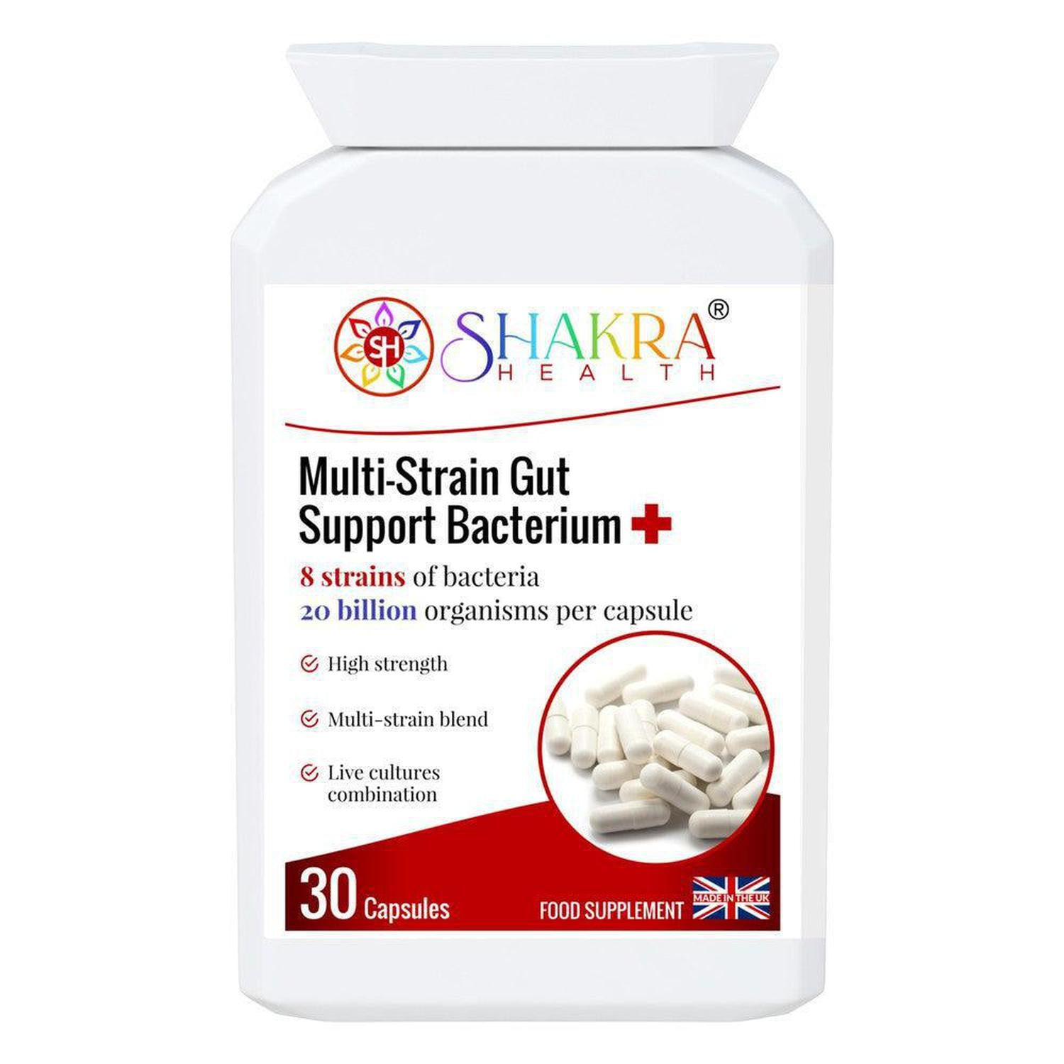 Multi-Strain Probiotic - 20 Billion Live Bacteria Gut Support - High-potency, vegan Multi-Strain Probiotic (20 Billion live bacteria). Supports gut health, digestion, immune system, and helps relieve bloating/gas. Buy Now at Sacred Remedy