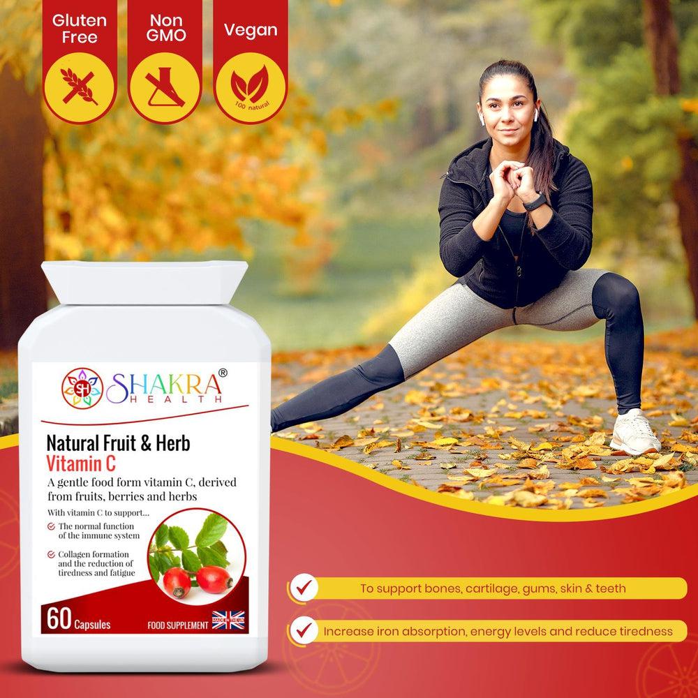 Buy Natural Fruit & Herb Vitamin C | Gentle & Non-Acidic. No Ascorbic Acid - Embrace Whole-Food Power with Natural Fruit & Herb Vitamin C Capsules! The fruit and herb blend provides a rich source of antioxidants that fight free radical damage and support overall health. Packed with antioxidants, vitamins, minerals, bioflavonoids, pectins, essential oils, lycopene, carotenoids & more! at Sacred Remedy Online