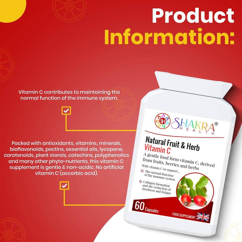 Buy Natural Fruit & Herb Vitamin C | Gentle & Non-Acidic. No Ascorbic Acid - Embrace Whole-Food Power with Natural Fruit & Herb Vitamin C Capsules! The fruit and herb blend provides a rich source of antioxidants that fight free radical damage and support overall health. Packed with antioxidants, vitamins, minerals, bioflavonoids, pectins, essential oils, lycopene, carotenoids & more! at Sacred Remedy Online