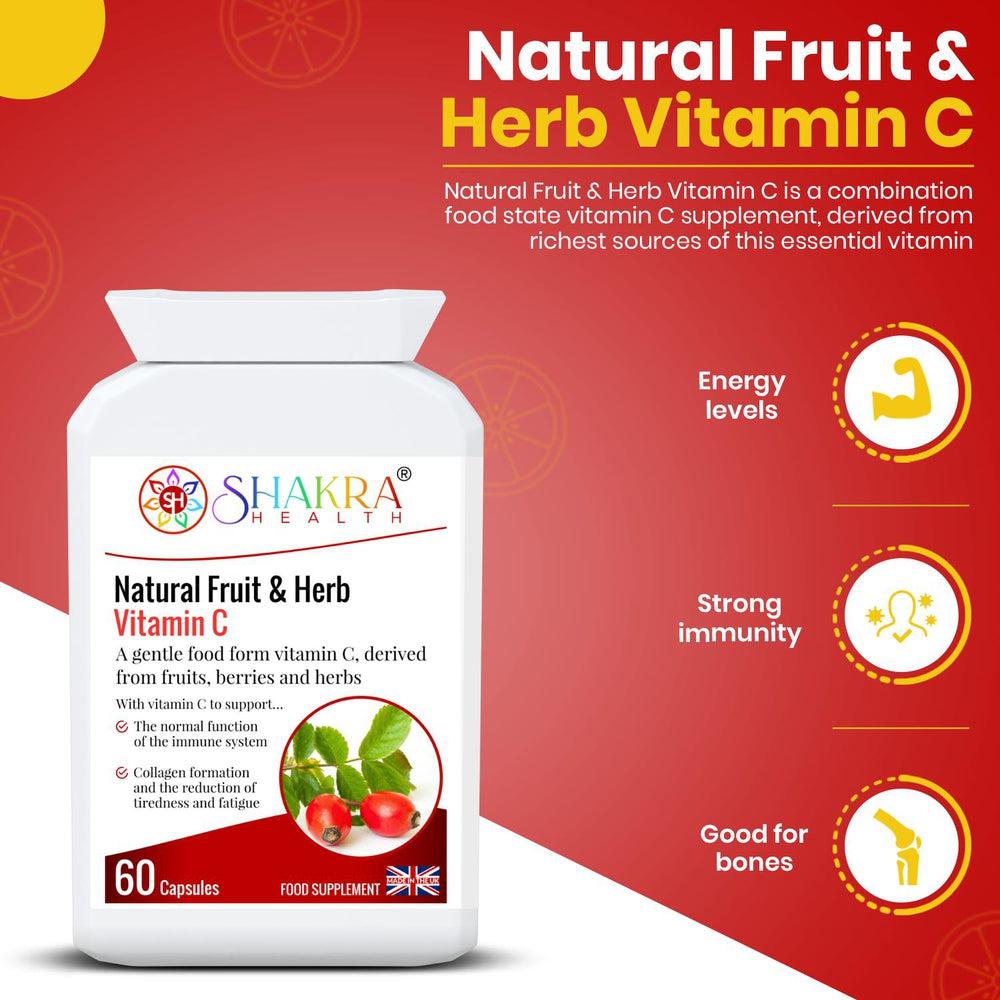 Buy Natural Fruit & Herb Vitamin C | Gentle & Non-Acidic. No Ascorbic Acid - Embrace Whole-Food Power with Natural Fruit & Herb Vitamin C Capsules! The fruit and herb blend provides a rich source of antioxidants that fight free radical damage and support overall health. Packed with antioxidants, vitamins, minerals, bioflavonoids, pectins, essential oils, lycopene, carotenoids & more! at Sacred Remedy Online